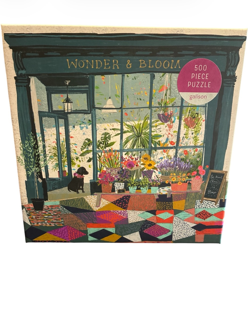 Galison Wonder & Bloom 500 Piece Puzzle Flower Shop & Dog Design Complete